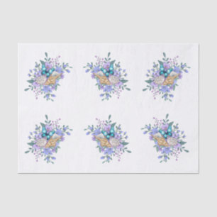 Papier Mousseline Fleurs printanières, papillons et coquillages déco