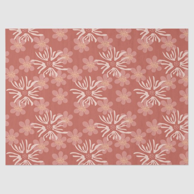 Papier Mousseline Fleurs rétro Rose Dusty - Motif botanique doux (Recto)