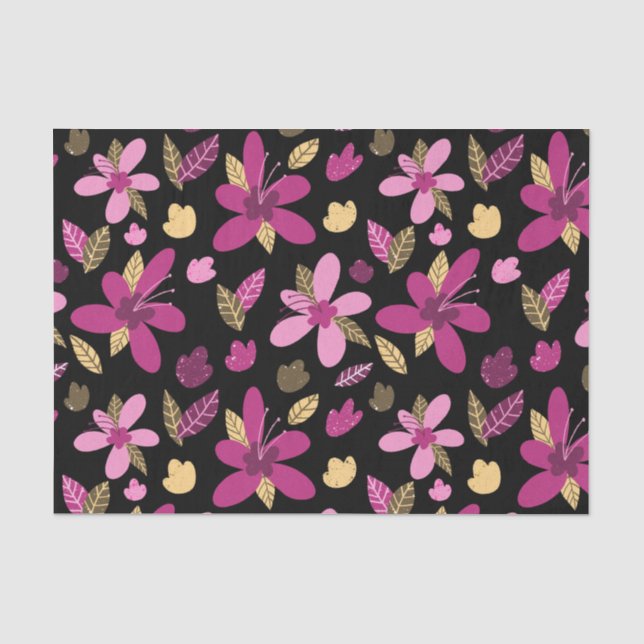 Papier Mousseline Fleurs romantiques Papier de tissus (Recto)