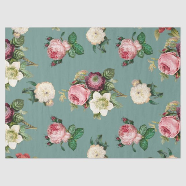 Papier Mousseline Fleurs rose blanche et violette (Recto)