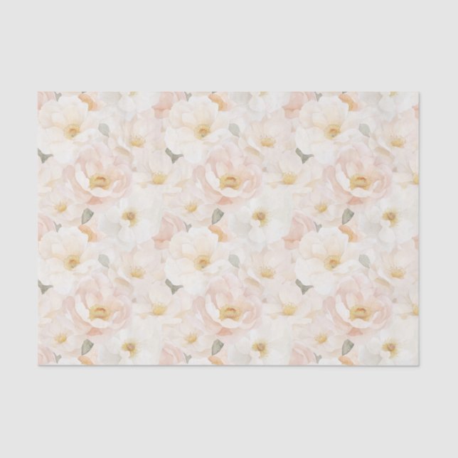 Papier Mousseline Fleurs Rose Pâle pour la Mariée (Recto)