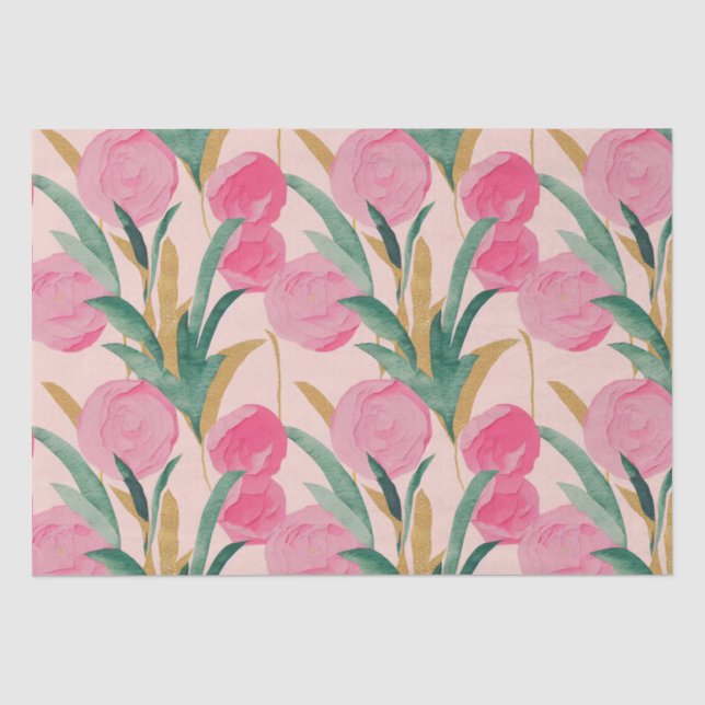 Papier Mousseline Fleurs roses (Recto)