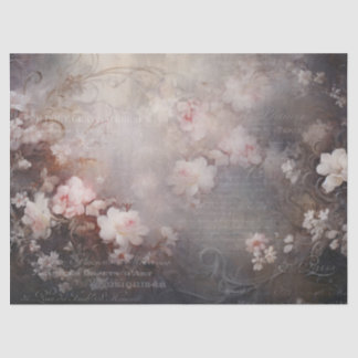 Papier Mousseline Fleurs roses avec typographie vintage pour découpa