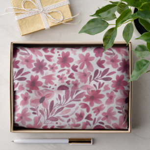 Papier Mousseline Fleurs Roses Cœurs Anniversaire Fille Crème