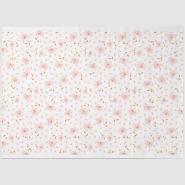 Papier Mousseline Fleurs roses douces Papier Tissu Pétales (Recto)