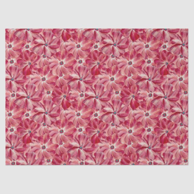 Papier Mousseline Fleurs rouges modernes aquarelle motif floral (Recto)