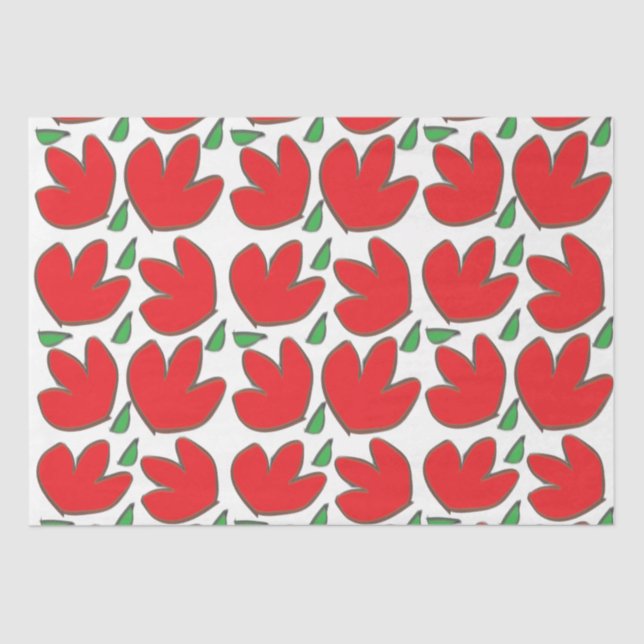 Papier Mousseline Fleurs rouges motif floral (Recto)