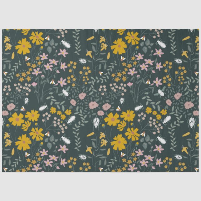 Papier Mousseline Fleurs sauvages bohémiens de la moutarde (Recto)