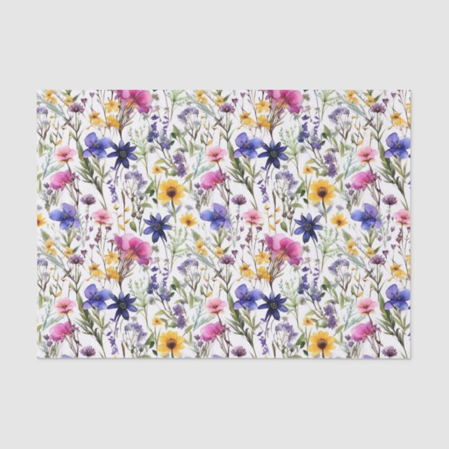 Papier Mousseline Fleurs sauvages Floral  (Recto)