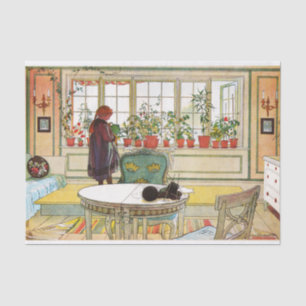Papier Mousseline Fleurs sur le rebord de la fenêtre par Carl Larsso