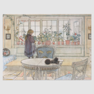 Papier Mousseline Fleurs sur le rebord de la fenêtre par Carl Larsso