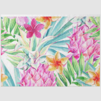 Papier Mousseline Fleurs tropicales exotiques