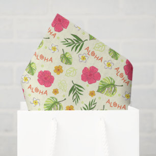 Papier Mousseline Fleurs tropicales hawaïennes découpage Hibiscus