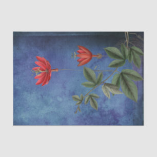 Papier Mousseline Fleurs tropicales rouges vintages
