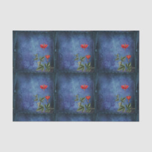 Papier Mousseline Fleurs tropicales rouges vintages