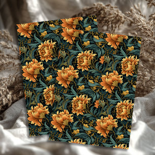 Papier Mousseline Fleurs vert pastel Art nouveau Morris