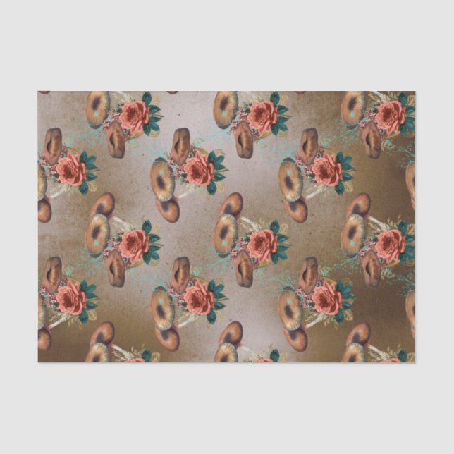 Papier Mousseline Fleurs vintages et champignons (Recto)