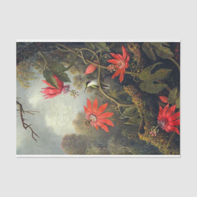 Papier Mousseline Fleurs vintages et colibri (Recto)