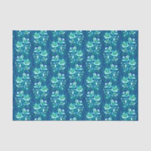 Papier Mousseline Fleurs Vintages Jasmin Fleurie Motif Floral Bleu