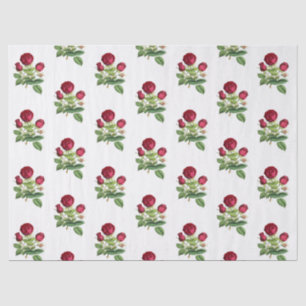 Papier Mousseline Fleurs vintages Roses de thé rouge