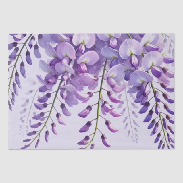 Papier Mousseline Fleurs violettes de glycine Fleurs sauvages Aquare (Recto)
