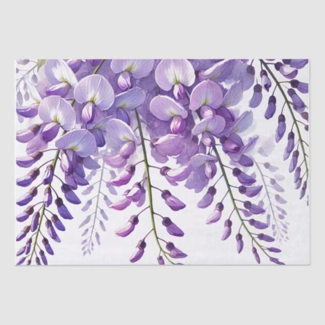 Papier Mousseline Fleurs violettes Wisteria Fleur sauvage Aquarelle (Recto)