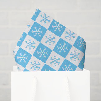 Papier Mousseline Flocon de neige bleu clair À damiers Noël Motif