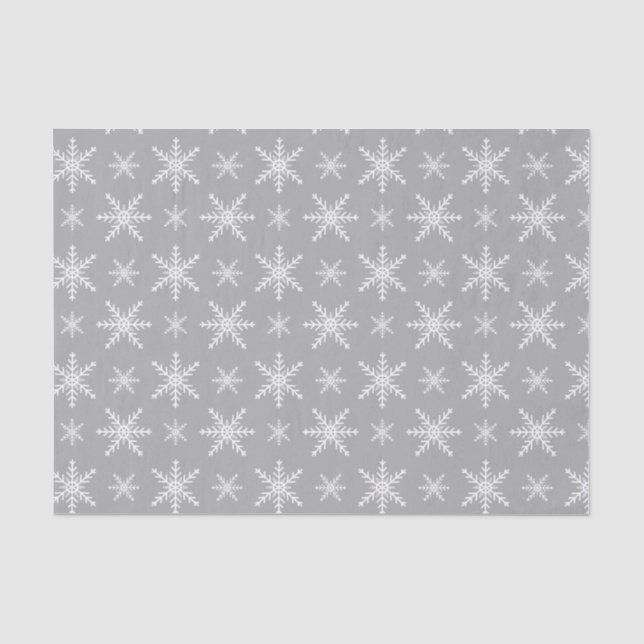 Papier Mousseline Flocon de neige d'hiver Motif sur gris (Recto)