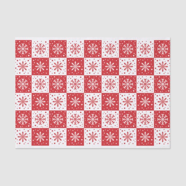 Papier Mousseline Flocon de neige et Motif de neige (rouge) (Recto)