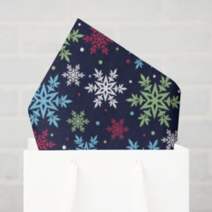 Papier Mousseline Flocons de neige colorés d'hiver