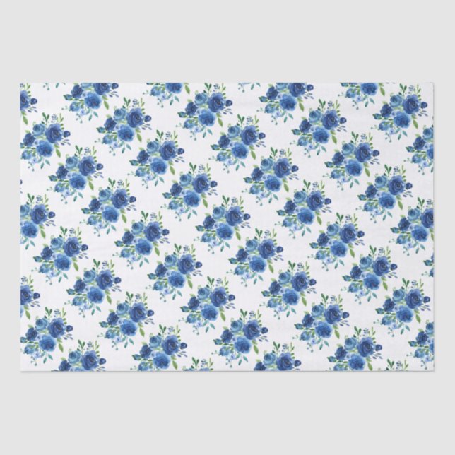 Papier Mousseline Floral bleu (Recto)