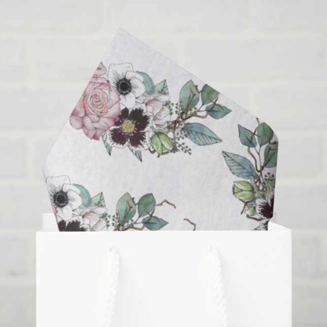 Papier Mousseline Floral Bouquet  (Sac cadeau)