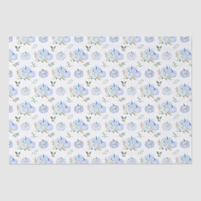 Papier Mousseline Floral Citrouille bleu (Recto)