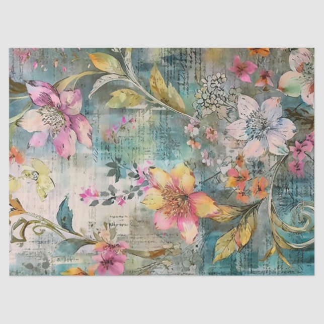 Papier Mousseline Floral coloré (Recto)