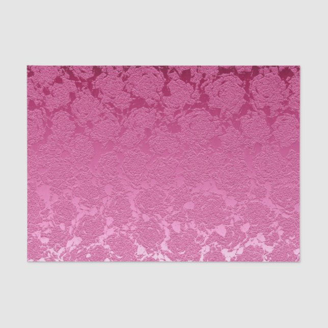 Papier Mousseline Floral Élégant rose chaud moderne chic (Recto)