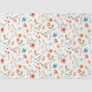 Papier Mousseline Floral Fleur sauvage automne feuille verdure aquar