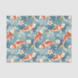 Papier Mousseline Floral Koi Fish Garden Découpage