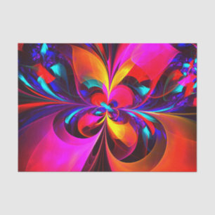 Papier Mousseline Floral moderne Art Abstrait Rouge Bleu Motif #07