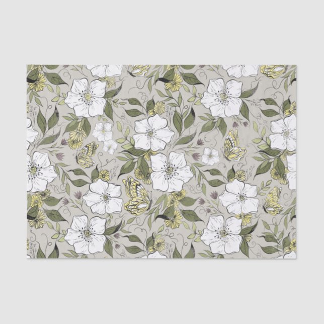Papier Mousseline Floral papillon (Recto)
