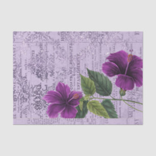 Papier Mousseline Floral pourpre vintage