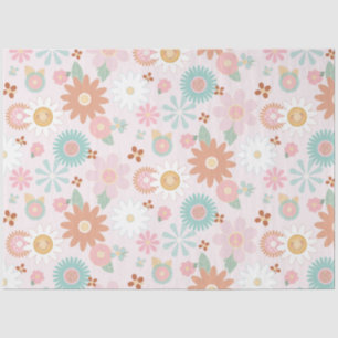 Papier Mousseline Floral Retro 60s les années 70 Hippie Daisy Flower