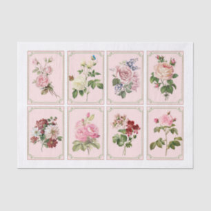 Papier Mousseline Floral rose rouge vintage avec 8 trames Découpage