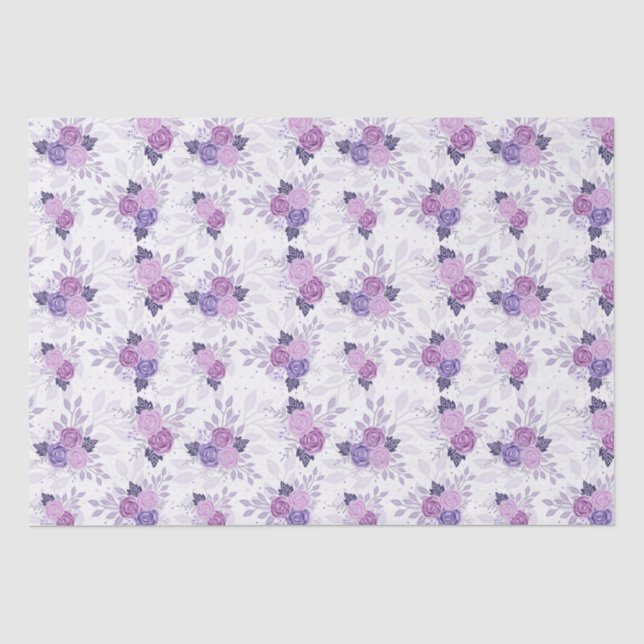 Papier Mousseline Floral rose violet Élégante Fleurs Féminines (Recto)