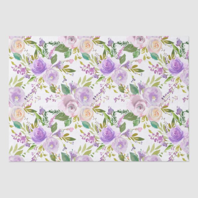 Papier Mousseline Floral Rose violet rustique (Recto)