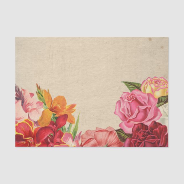 Papier Mousseline Floral Valentine's Day Roses & autres fleurs (Recto)