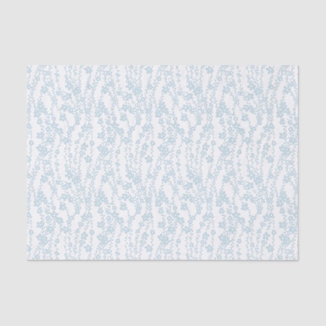 Papier Mousseline Floral Vines (White - Blue) (Recto)