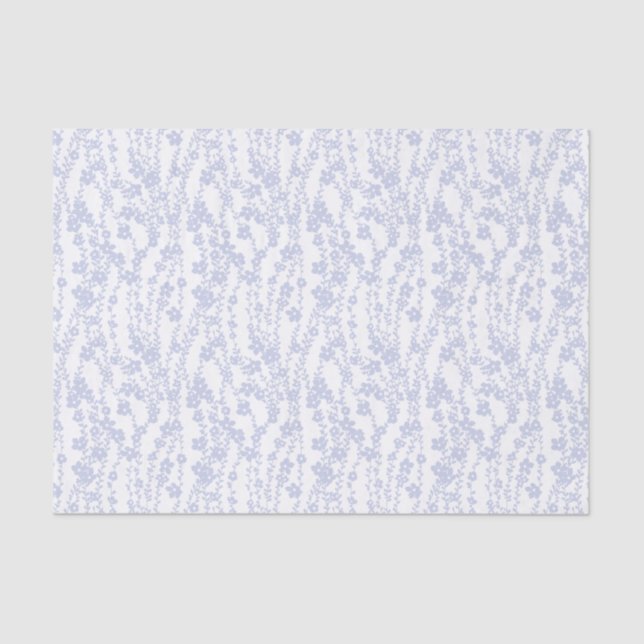 Papier Mousseline Floral Vines (White - Periwinkle) (Recto)