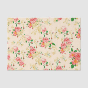 Papier Mousseline Floral vintage élégant s'est levé
