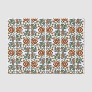 Papier Mousseline Floral Vintage estonien motif d'art populaire 