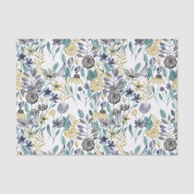 Papier Mousseline Floral Watercolor (Recto)